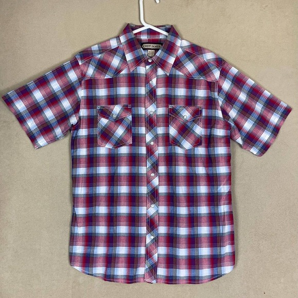Cody James Button Up Shirt Adult L‎ Red White Casual Western Pearl Snap Mens - Picture 1 of 9